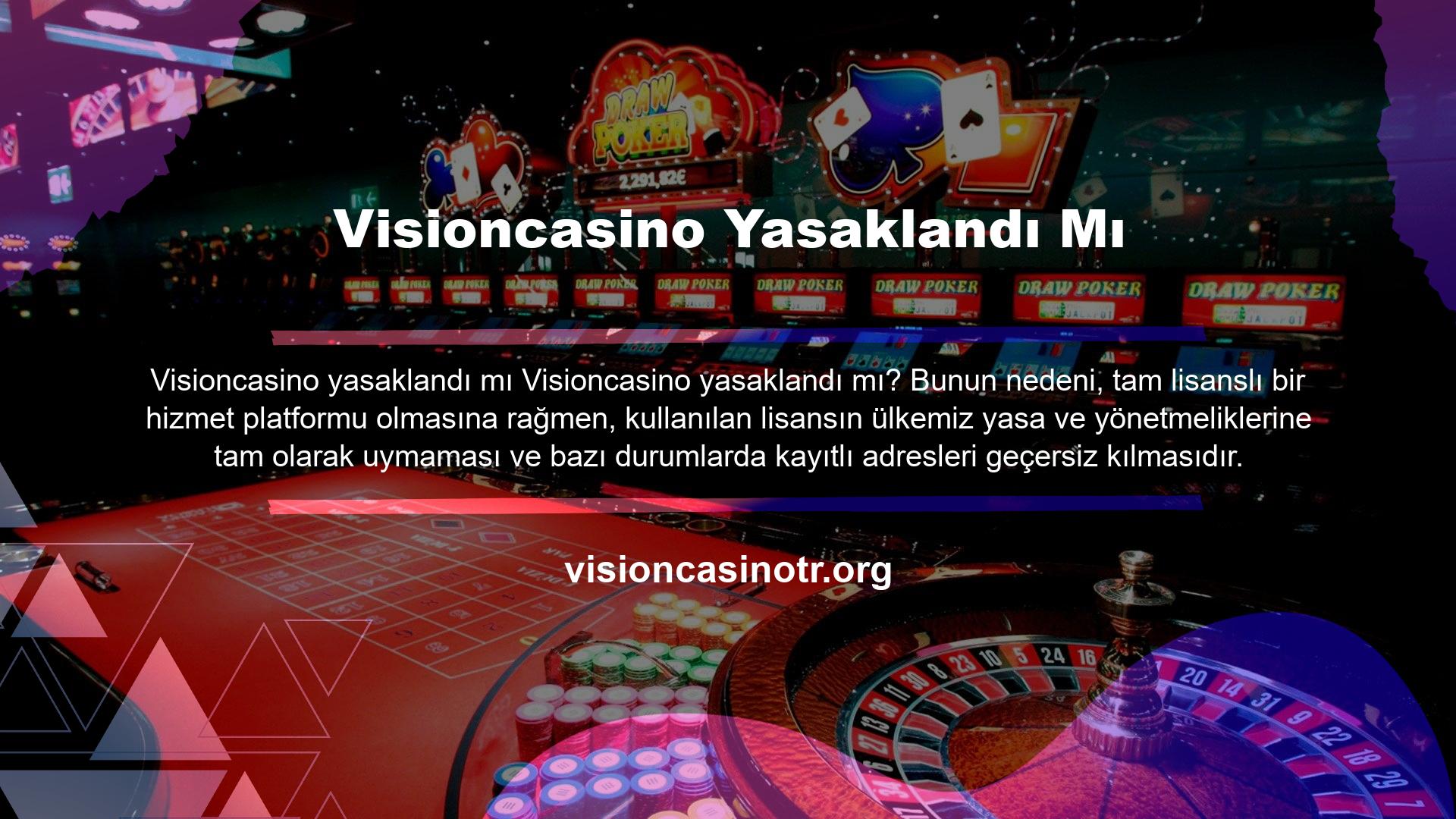 Bu durum Visioncasino kaynaklanmadığından kullanıcılara herhangi bir zarar gelmeyecek olup, Visioncasino bağlanamayan kullanıcılara bilgi verilecektir